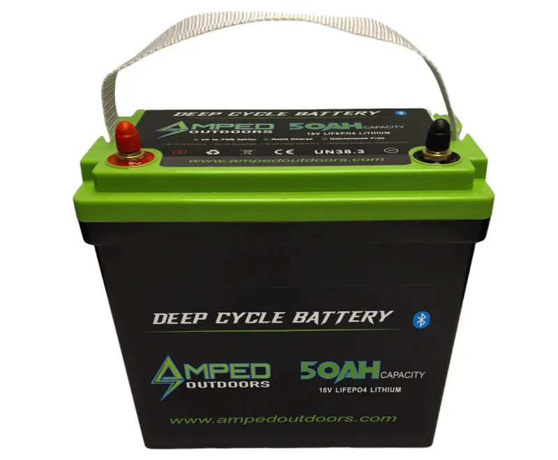 16V 50Ah LiFePO4 Battery with Built-in Charger – Bluetooth & IP67 Rated