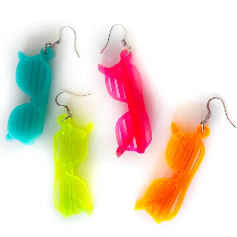 1980s Fluorescent Striped Glasses Earrings
