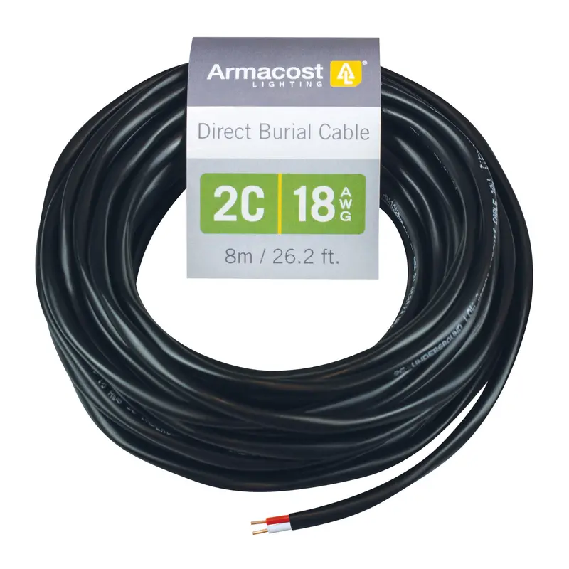 2-Conductor 18AWG Direct-Burial Cable for Landscape LED Lighting