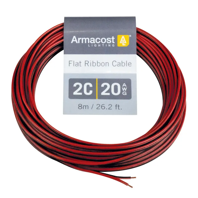 2-Conductor 20AWG Flat Ribbon Cable for Low-Voltage LED Circuits