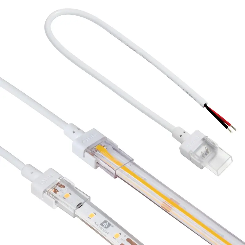 2-Pin IP67 Outdoor LED Strip Light – 12-Inch Waterproof Wire Lead Connector