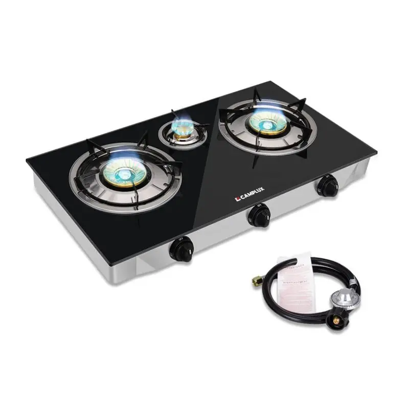 21,600 BTU Triple-Burner Tempered Glass Portable Camp Stove