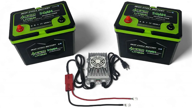 24V 100Ah Bluetooth-Enabled Heated Trolling Motor Lithium Battery Kit with 24V 10A Charger