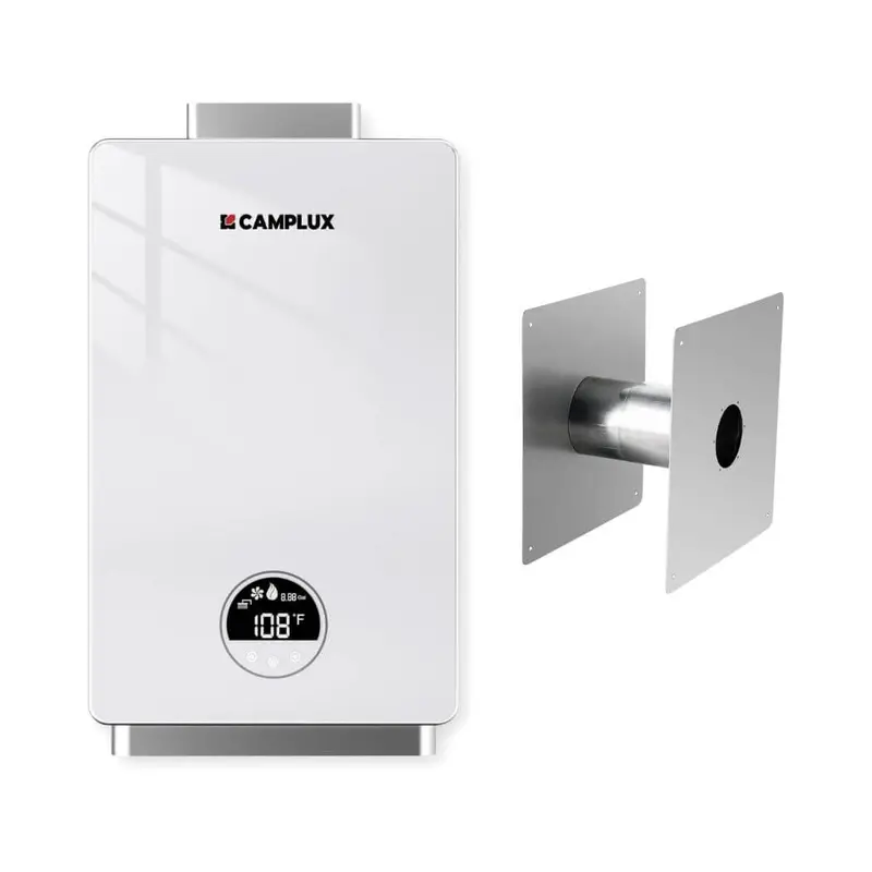3.18 GPM Indoor Propane Tankless Water Heater with Wall-Thimble Venting – White