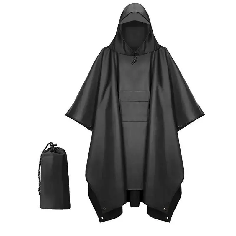 3-in-1 Military-Grade Rain Poncho – Hooded, Sleeveless Waterproof Cover for Motorcycles, Camping & Hiking