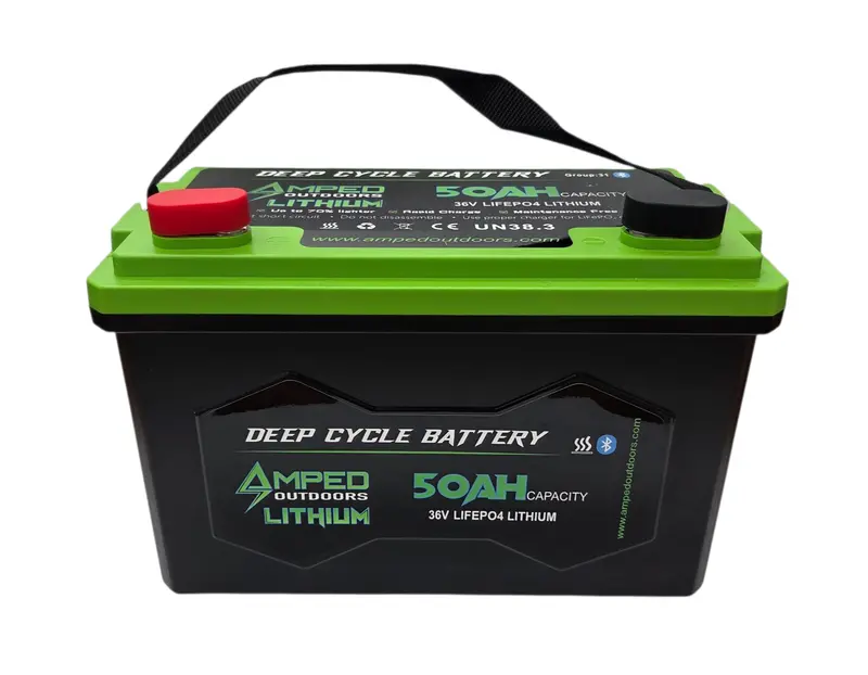 36V 50Ah Bluetooth-Enabled Heated LiFePO4 Trolling Motor Battery – IP67 Rated