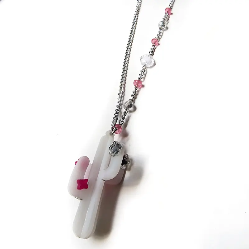 3D Cactus Long Necklace