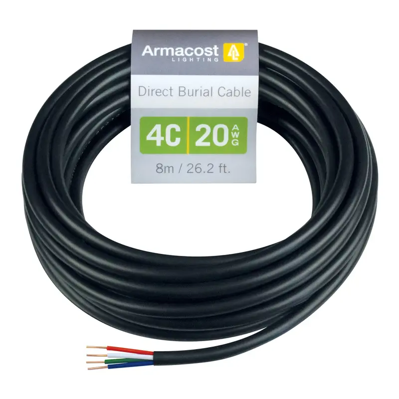 4-Conductor 20AWG Direct-Burial Cable for Outdoor LED Lighting