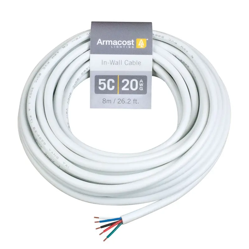 5-Conductor 20AWG In-Wall Rated Cable for LED Lighting Installations