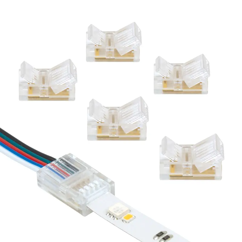 5-Pin RGB+White LED Strip Light Wire-to-Tape Connector