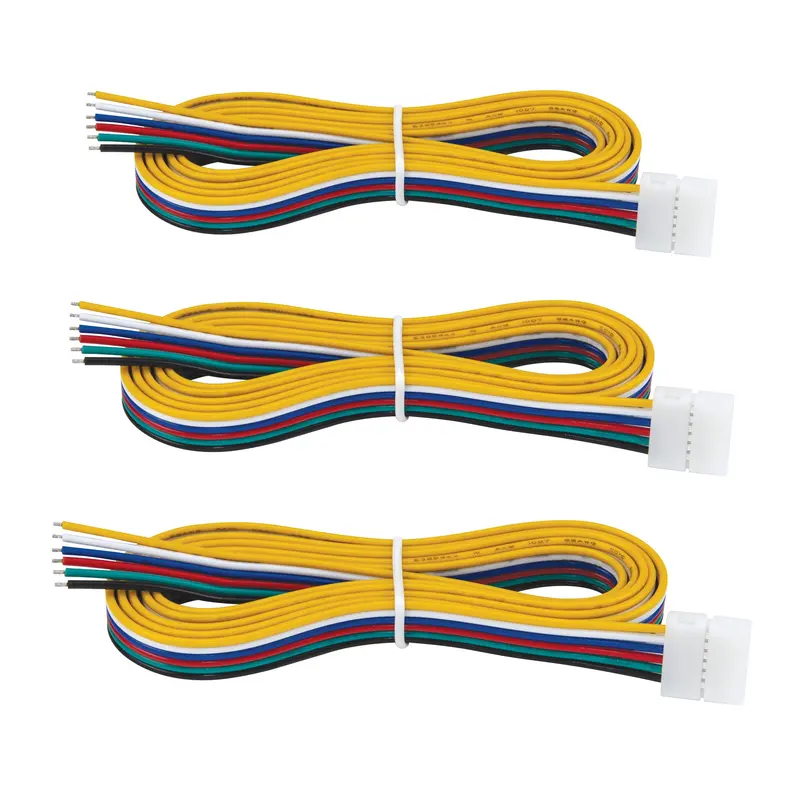 6-Pin RGB+WW LED Strip Light Tape-to-Wire Connector – 48-Inch Lead
