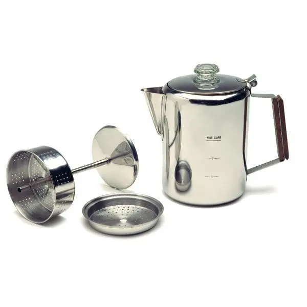 9-Cup Stainless Steel Coffee Percolator – Stovetop Brewing Pot for Camp or Home