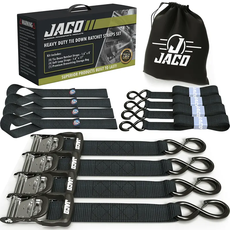 AAR-Certified Heavy-Duty Ratchet Tie-Down Straps — 1.6″ × 8 ft with Soft Loops