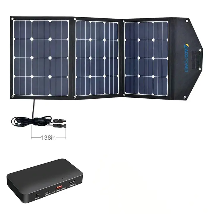 ACOPower 120W Foldable Solar Suitcase – Integrated Output & Portability