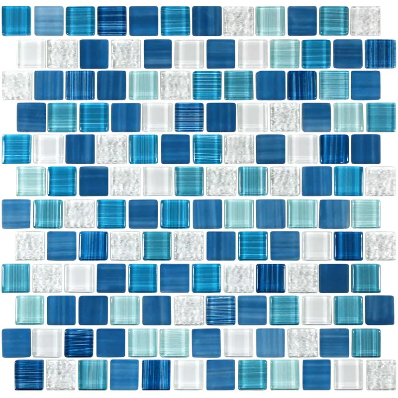 Aegean Blue 1×1 Inch Glass Pool Mosaic Tile