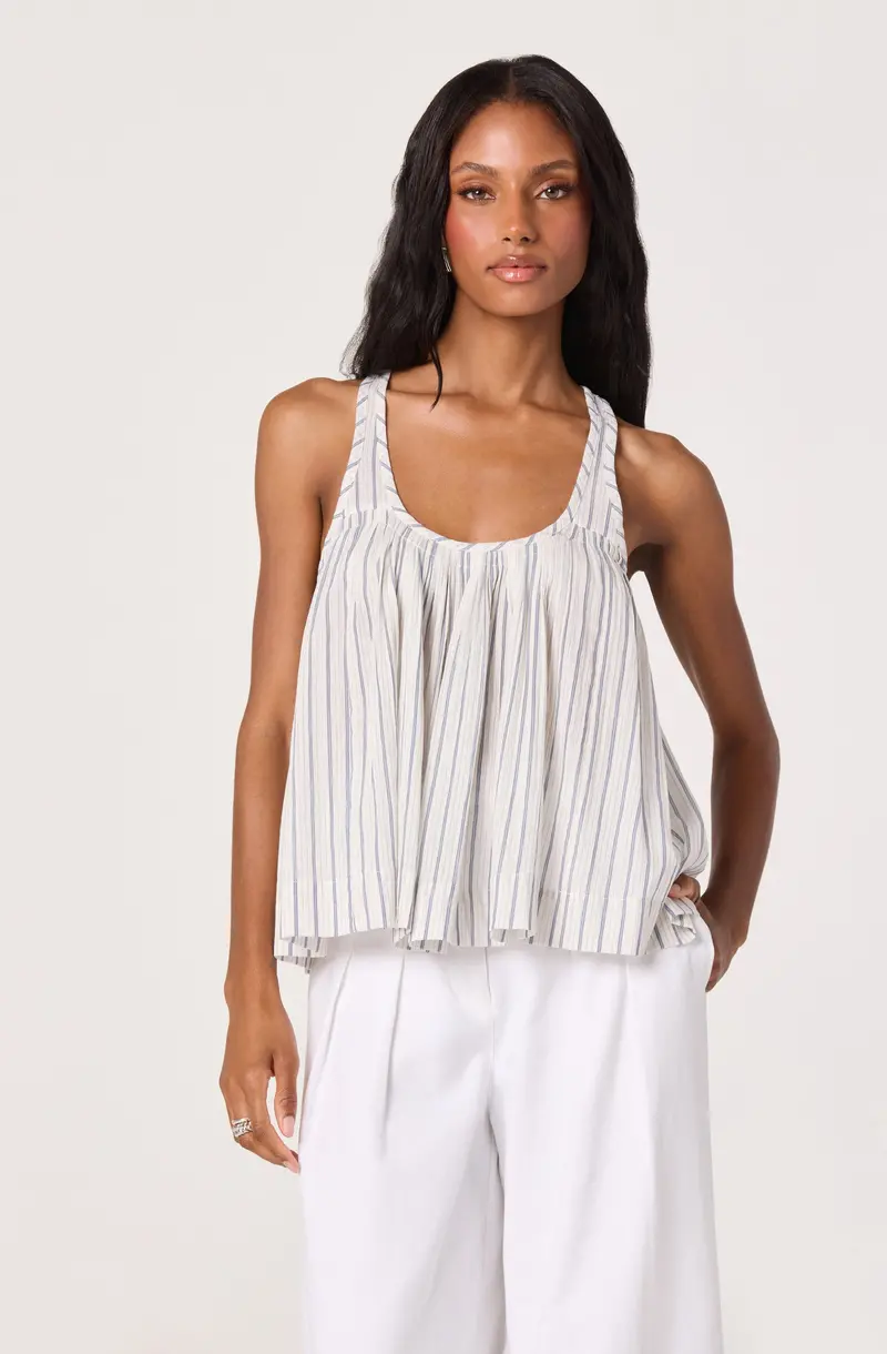 Aggie Pleated Racerback Stripe Tank – Athletic-Inspired Comfort Fit