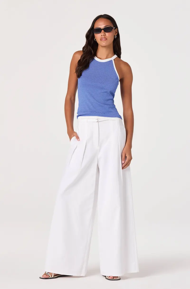 Aiden Wide-Leg Pleated Trousers