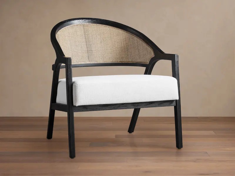 Aimee Upholstered Accent Chair in Nomad Snow Fabric