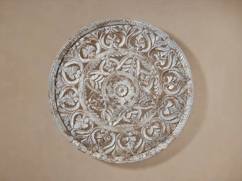 Aisha Hand-Carved Wooden Panel – Intricate Relief Wall Art