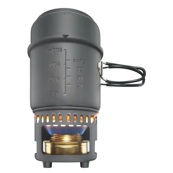 Alcohol-Powered Backpacking Burner with Cookset