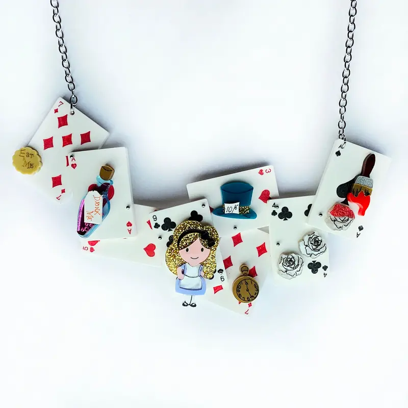 Alice in Wonderland Card Deck Necklace