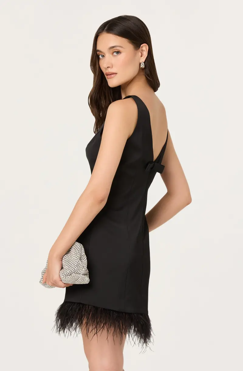 Alisanne Feather-Trimmed Mini Dress
