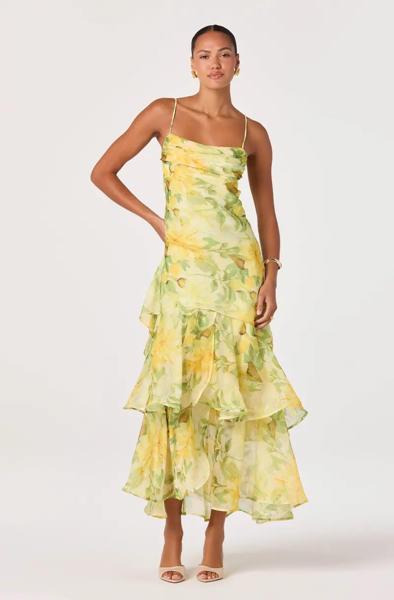 Alison Tiered Drop-Waist Floral Maxi Dress