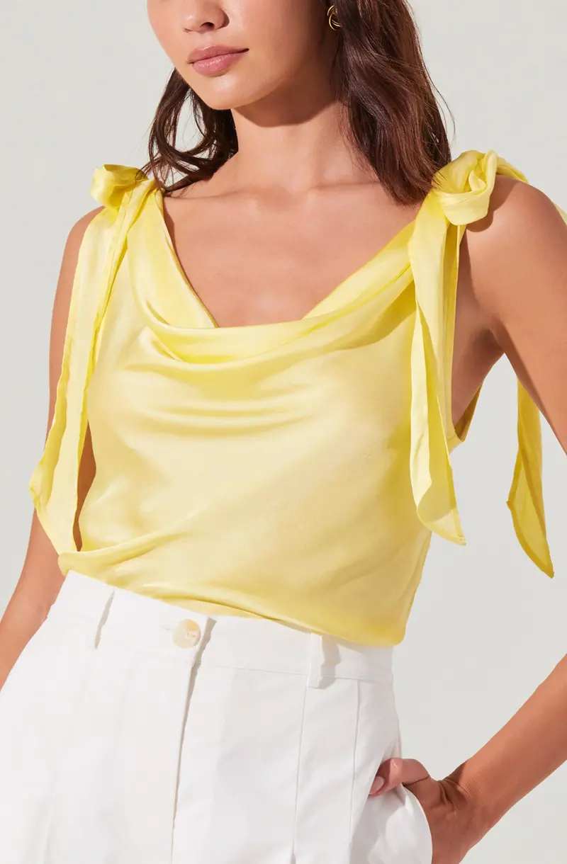 Allexina Satin Cowl-Neck Blouse