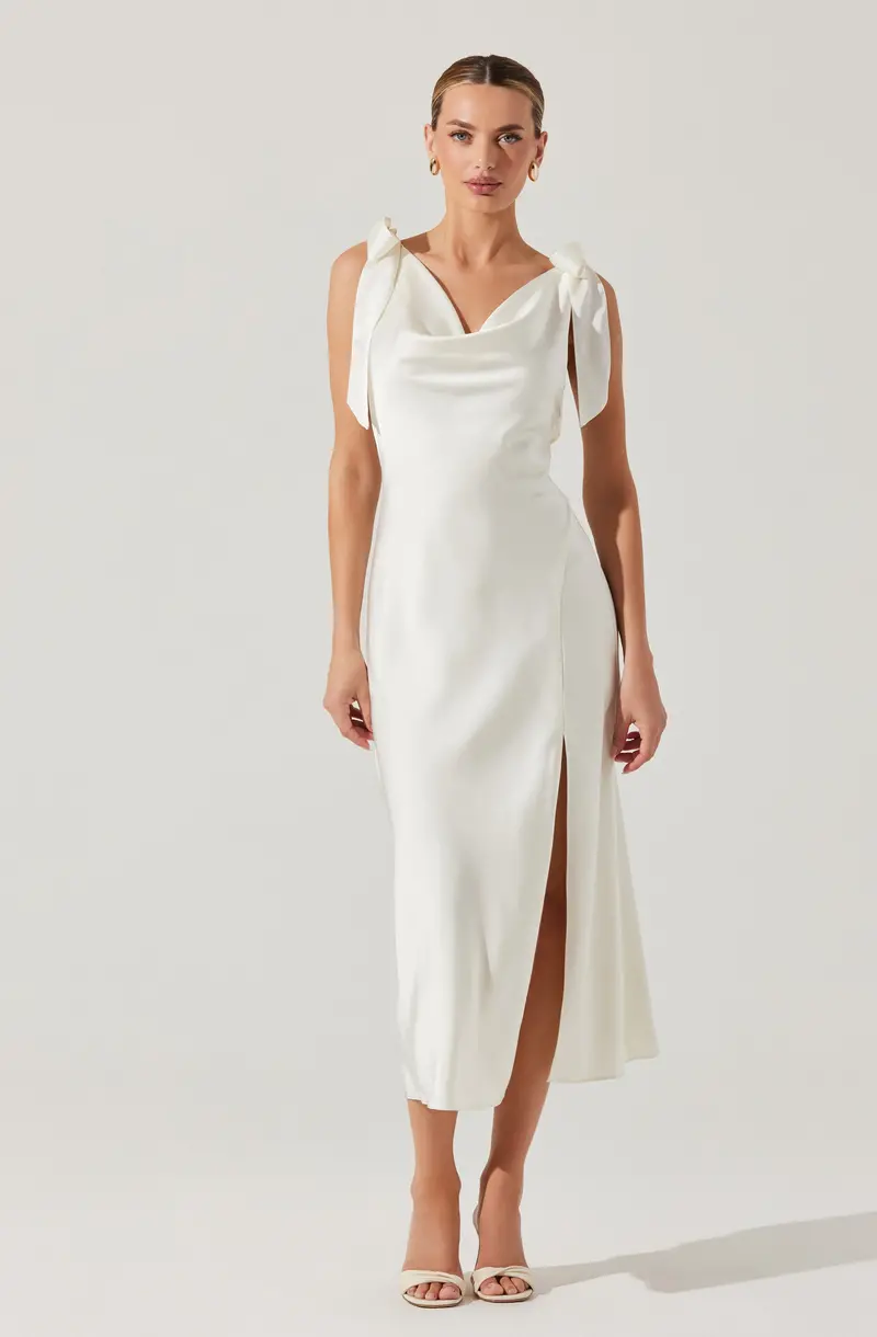 Allexina Satin Slip-Style Midi Dress