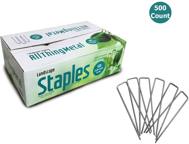 AllThingMetal Extra-Heavy-Duty Galvanized Sod Staples – 6-Inch, 500-Pack for Lawn & Erosion Control