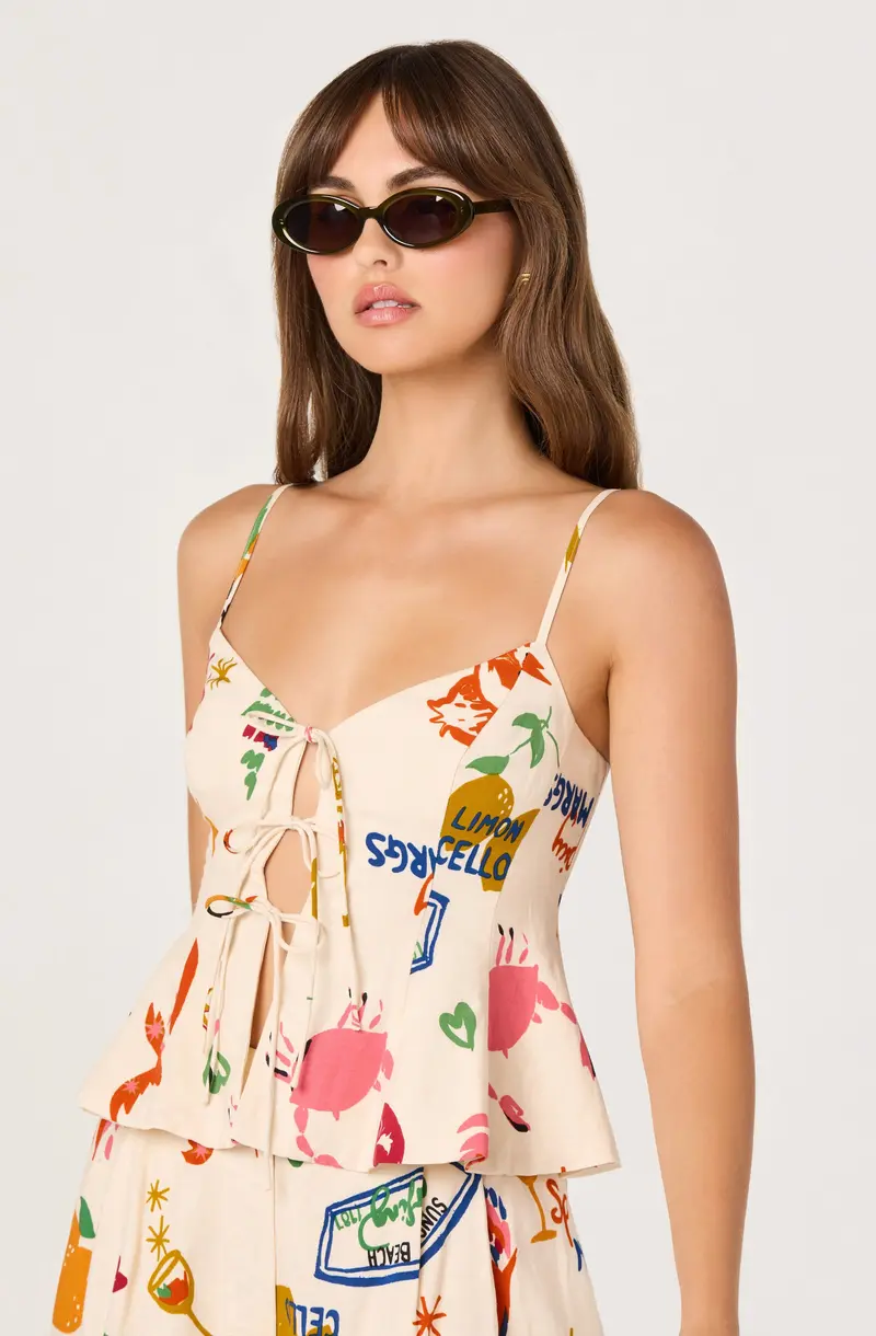 Alma Floral-Print V-Neck Tank Top