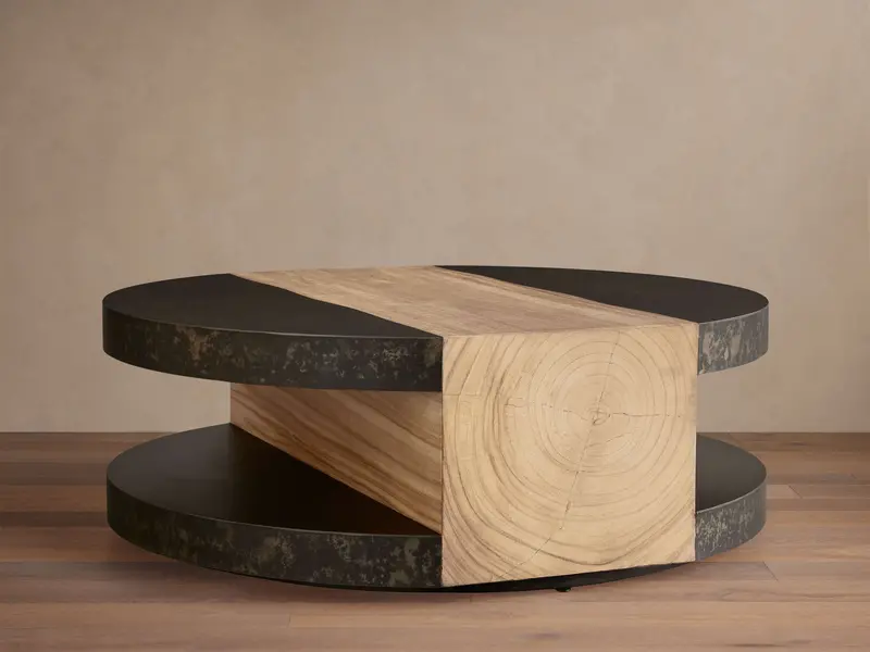 Almeria Round Outdoor Coffee Table – Powder-Coated Aluminum Table with Tempered Glass Top