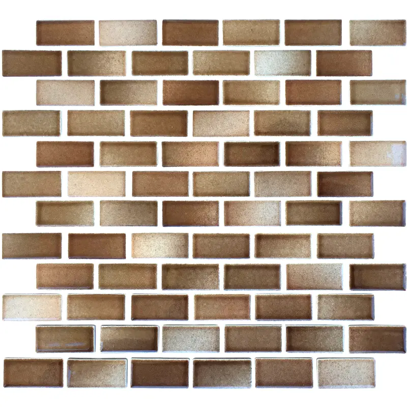 Amber Brown 1×2 Inch Porcelain Pool Mosaic Tile