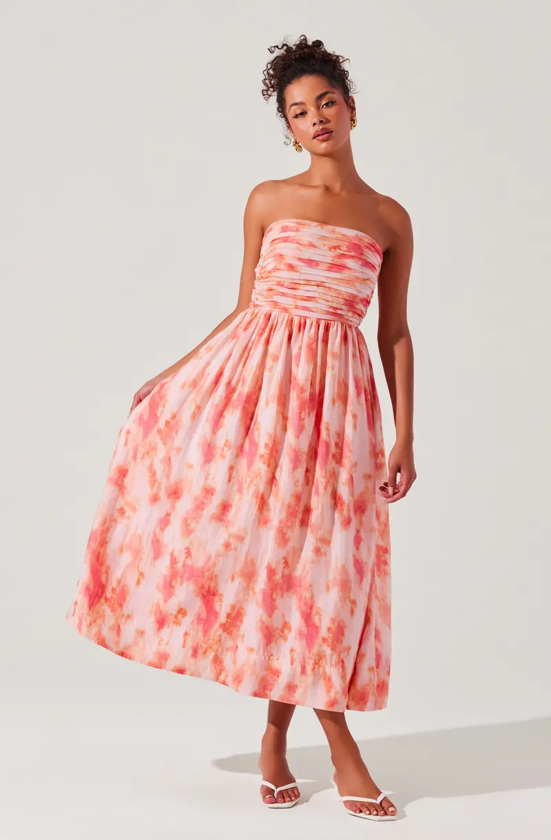 Aneesha Pleated Strapless Midi Dress – Alternate Colorway
