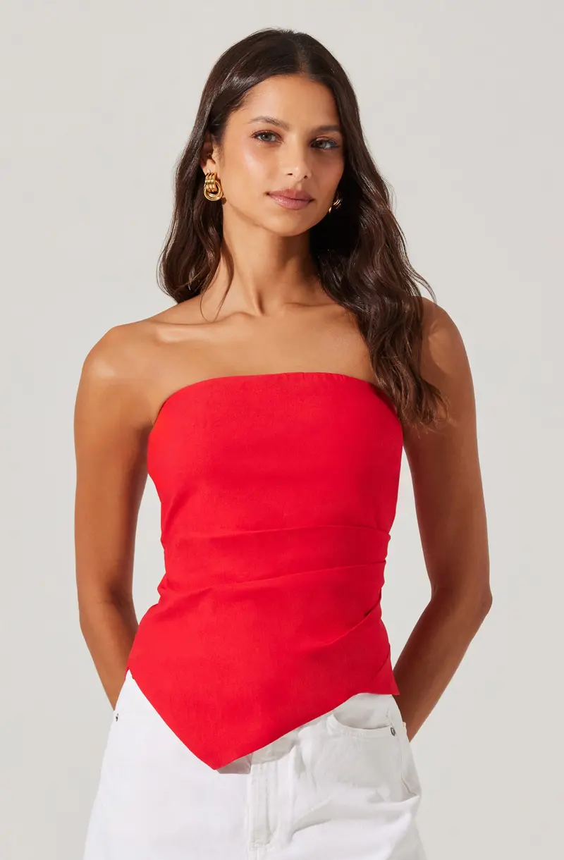 Anoka Strapless Handkerchief-Hem Top