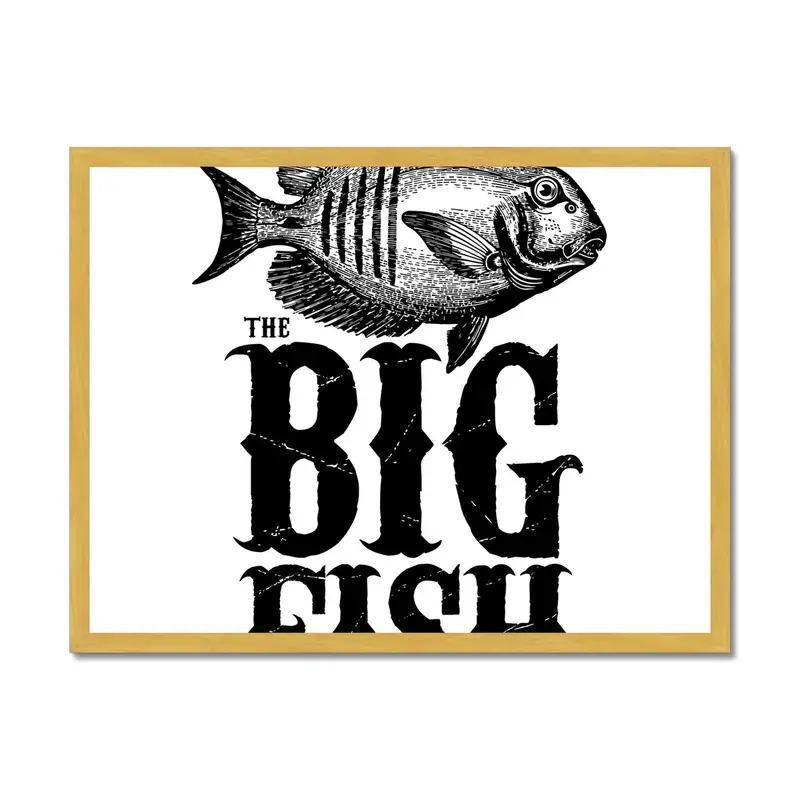Antique-Framed Big Fish Black & White Print – AQUA B&W Series