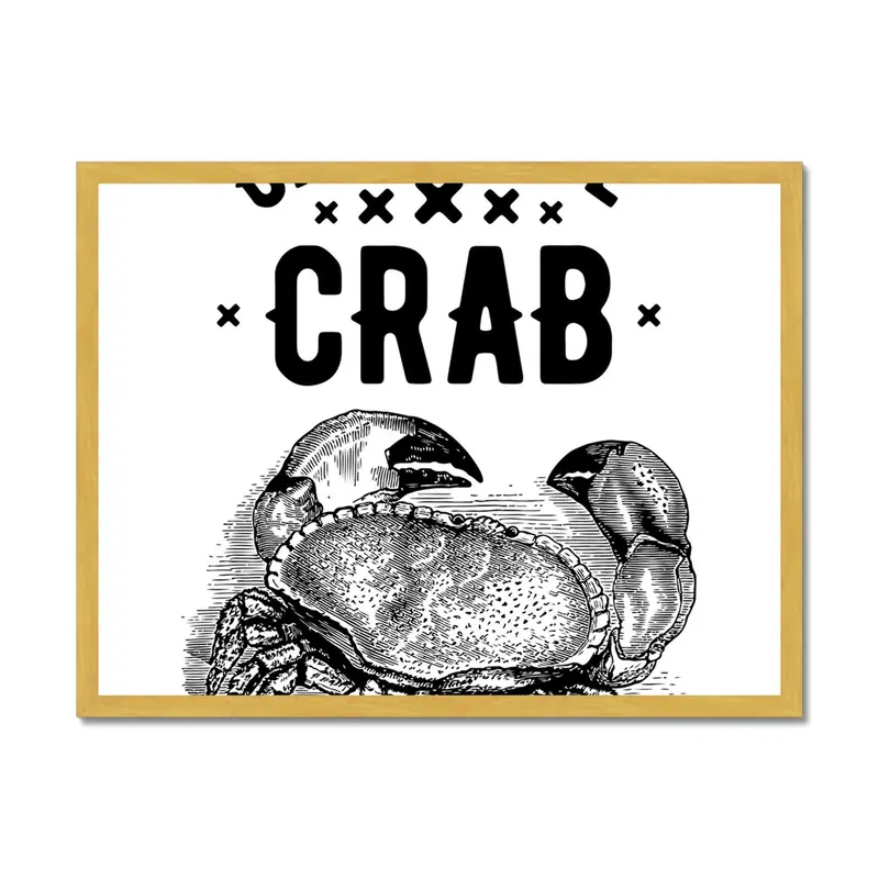 Antique-Framed Catch the Crab Print – AQUA B&W Artwork