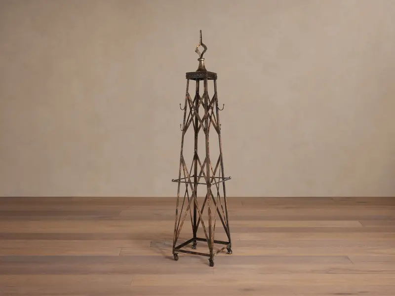 Antique Iron Coat Rack with Tower Design