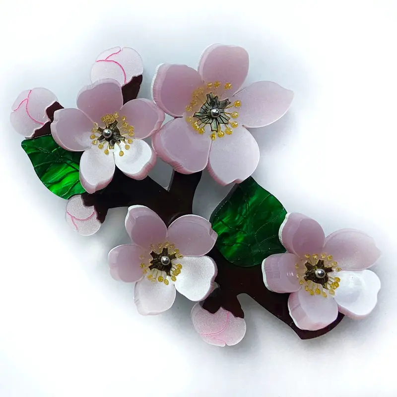 Apricot Blossom Floral Brooch