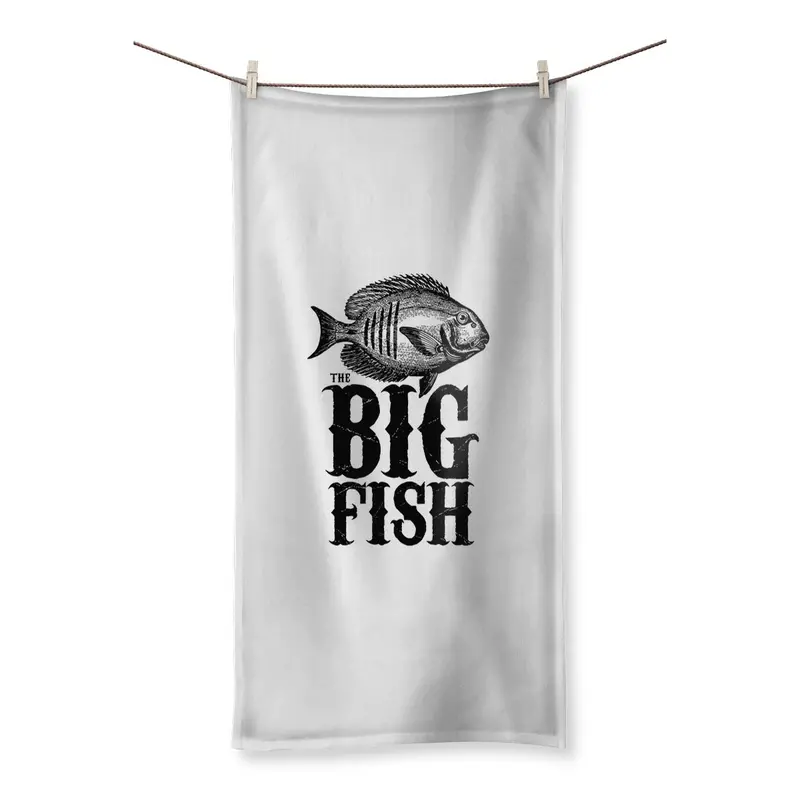 AQUA B&W Beach Towel – Big Fish Artistic Coastal-Themed Towel