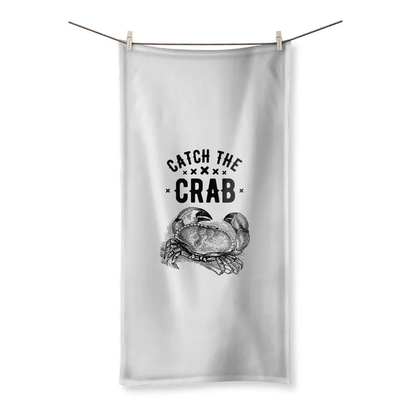 AQUA B&W Beach Towel – Black and White Crab Design