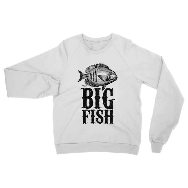AQUA B&W Heavy Blend Sweatshirt – Big Fish Crew Neck Pullover