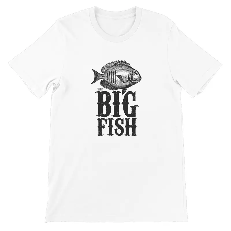 AQUA B&W Unisex T-Shirt – Big Fish Fine Jersey Crew Neck Tee
