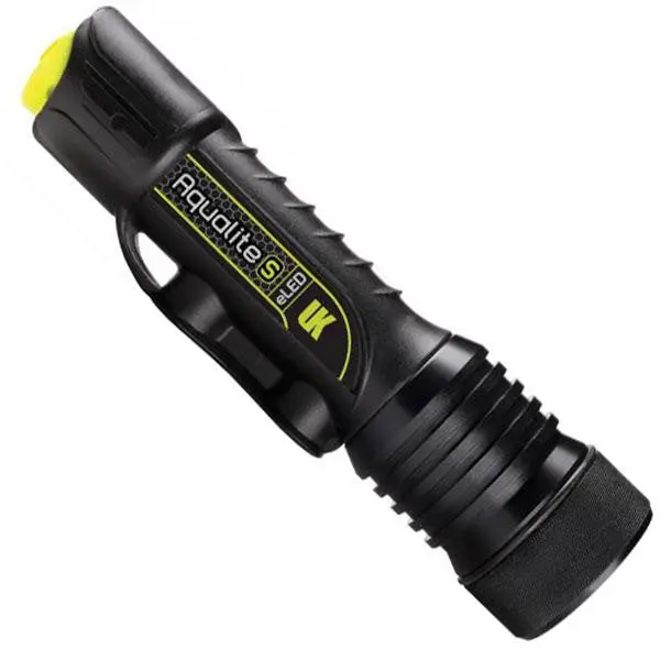Aqualite S20 Dive Light – 600-Lumen Waterproof LED, Black-Silver Housing, Dual Li-ion Power