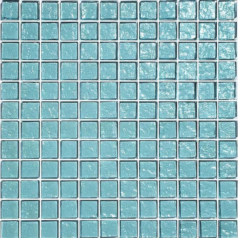 Aquamarine Translucent 1×1 Inch Glass Pool Mosaic Tile