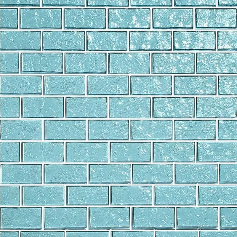 Aquamarine Translucent 1×2 Inch Glass Mosaic Tile