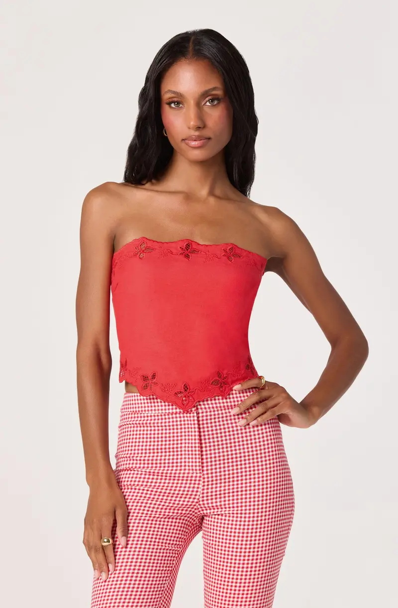 Asa Strapless Linen Top with Cutwork Embroidery – Effortlessly Chic