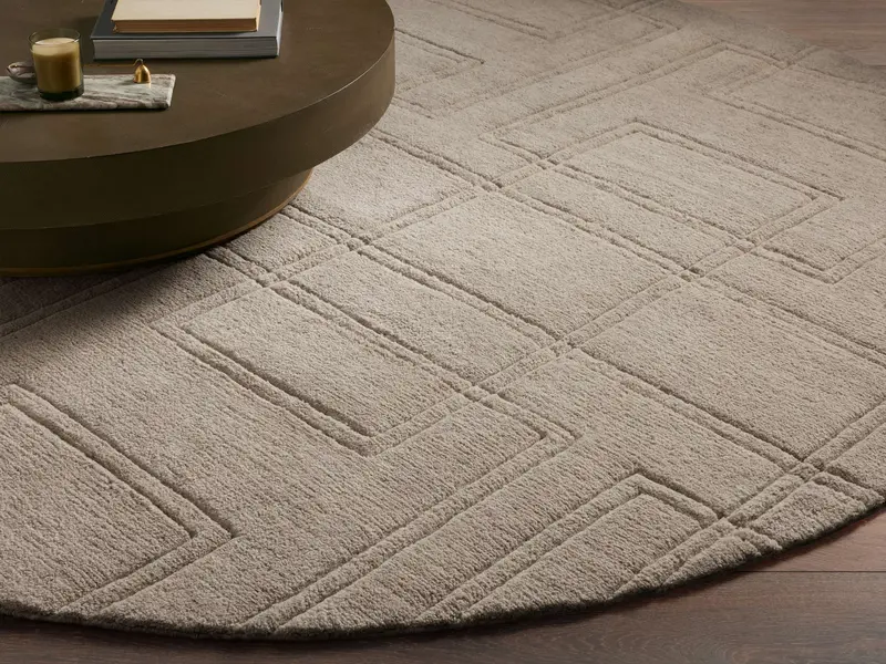 Asher Textured Round Area Rug in Neutral Tone