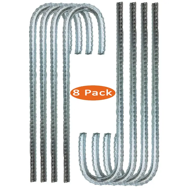 Ashman 12-Inch Galvanized Rebar Stake Set – 8-Pack for Securing Outdoor Structures & Equipment