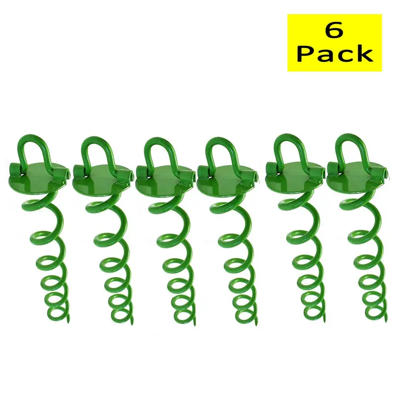 Ashman 16-Inch Spiral Ground Anchors – Powder-Coated Steel with Folding Ring, 6-Pack for Canopies and Sheds